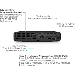 HP Elite Mini 800 G9 Intel Core i5-13500 1x16GB 256GB/PCIe NVMe/SSD Wi-Fi 6E USB-C 3.1 Gen2 Port with PD v2 W11P 3J Gar (DE)