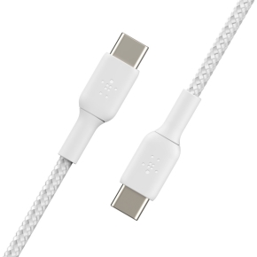 Belkin USB-C/USB-C Kabel ummantelt, 1m, weiß