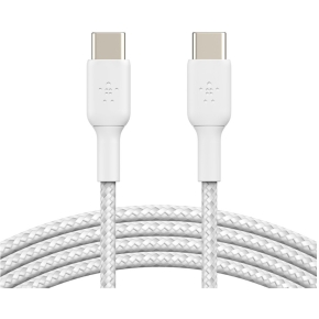 Belkin USB-C/USB-C Kabel ummantelt, 1m, weiß