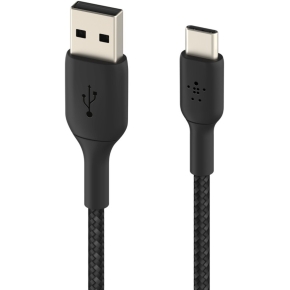 Belkin USB-C/USB-A Kabel ummantelt, 2m, schwarz