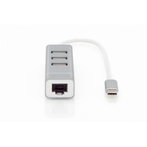 Digitus USB-C HUB 4-Port 3xUSB 2.0; 1xGigabit LAN