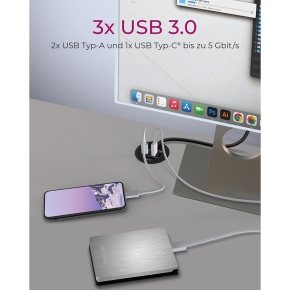 HUB Tisch-Hub mit 2 Kartenlesern. Audio Ein-/Ausgang. Ladefunktion und LED ICY BOX