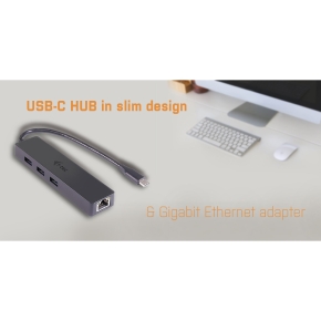 D I-TEC USB-C SLIM HUB + GLAN