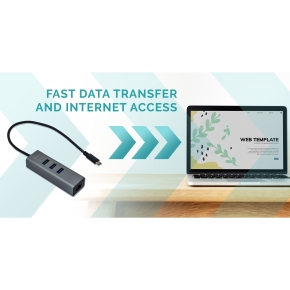 D I-TEC USB-C 3-PORT HUB + GLAN