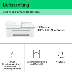 T HP DeskJet 4220e Tintenstrahldrucker 3in1 HP+ A4 WiFi ADF