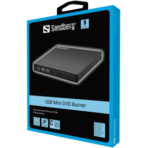 Sandberg 133-66 Externer Mini DVD-Brenner USB Schwarz