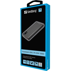 Sandberg 420-58 Powerbank 10000mAh 20W QC3.0 USB-C Display Schwarz