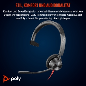 HP Poly Headset Blackwire C3315-M Mono USB-C/A & 3,5 mm Teams