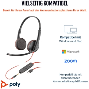 HP Poly Headset Blackwire C3225 Stereo USB-C/A & 3,5 mm