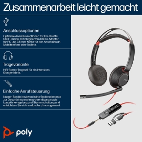 HP Poly Headset Blackwire C5220 Stereo USB-C/A & 3,5 mm (bulk)