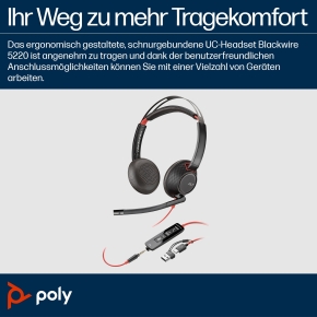 HP Poly Headset Blackwire C5220 Stereo USB-C/A & 3,5 mm (bulk)