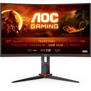 68,6cm/27 (1920x1080) AOC C27G2ZU/BK Gaming Curved 16:9 0,5ms 240Hz 2xHDMI DisplayPort VESA Lift Speaker Full HD Black Red