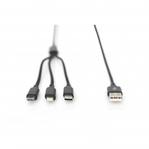 Digitus USB 3.0 > Lightning/Micro-USB/USB-C 1m 3-in-1 Ladekabel Schwarz