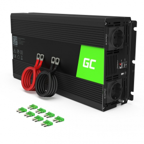 Green Cell KFZ Spannungswandler Power Inverter 12V > 230V 1500W Black