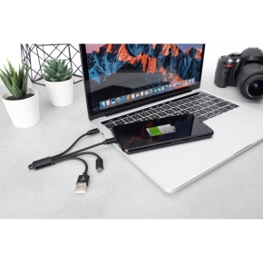 Digitus USB 3.0 > Lightning/Micro-USB/USB-C 0,15m 3-in-1 Ladekabel Schwarz