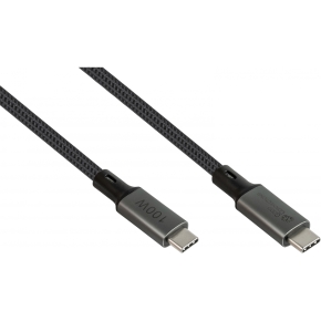 GoodConnections USB-C 4.0 (ST-ST) 1m Anschlusskabel Textilmantel 100W 8K 30Hz Anthrazit