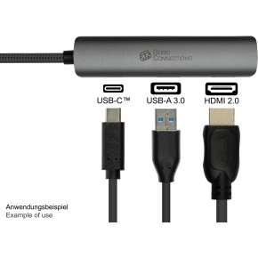 GoodConnections HUB-C002A USB-C HUB 3-Port 1xHDMI; 1xUSB-C; 1xUSB 3.0 Anthrazit