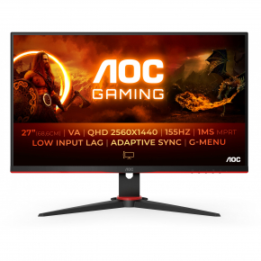 68,6cm/27 (2560x1440) AOC Gaming G2 Q27G2E/BK QHD LED 155Hz 1ms 2xHDMI DP Black/Red