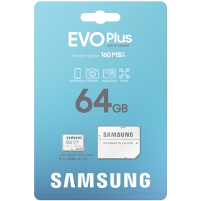 CARD 64GB Samsung EVO Plus microSDXC UHS-I U1 V10 A1 inkl. SD Adapter