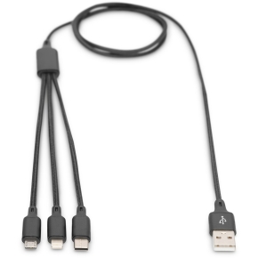 Digitus USB 3.0 > Lightning/Micro-USB/USB-C 1m 3-in-1 Ladekabel Schwarz