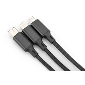 Digitus USB 3.0 > Lightning/Micro-USB/USB-C 1m 3-in-1 Ladekabel Schwarz