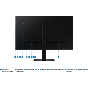 68cm/27 (2560x1440) Samsung LS27D600UAUXEN 16:9 WQHD IPS 5ms 100Hz DP HDMI USB-C Pivot KVM Black