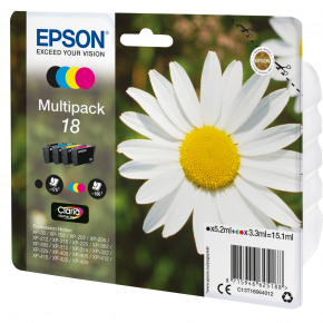 TIN Epson Tinte 18 C13T18064012 4er Multipack (BKMCY) bis zu 175 Seiten